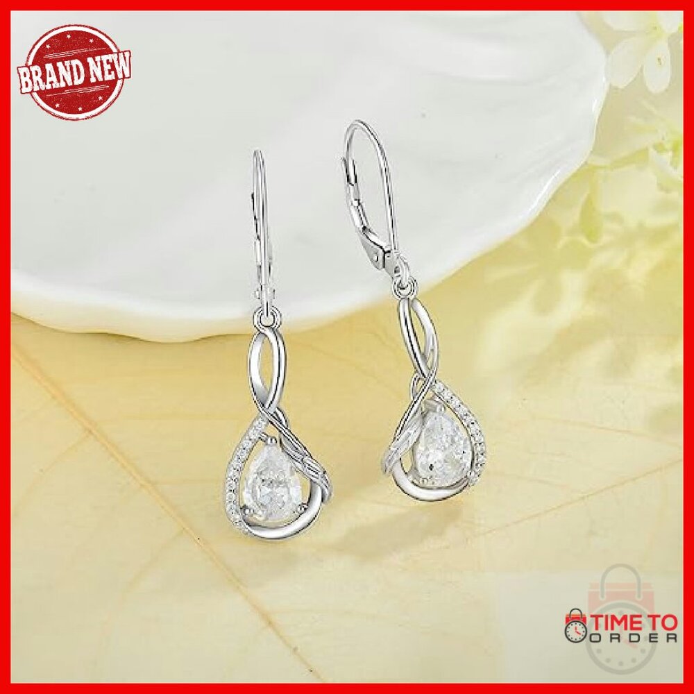 Sterling Silver Infinity Leverback Drop Earrings … - image 3